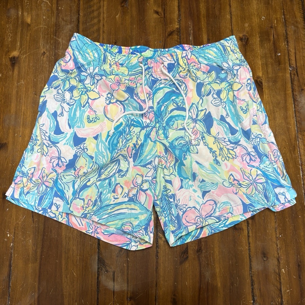 Lily Pulitzer Mens Stuff Swim Capri Trunks Shorts XL Tropical Floral Colorful